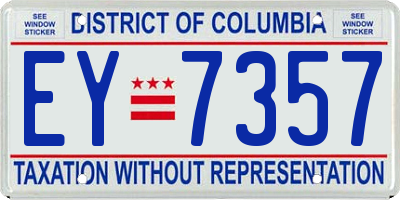 DC license plate EY7357