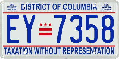 DC license plate EY7358