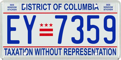 DC license plate EY7359