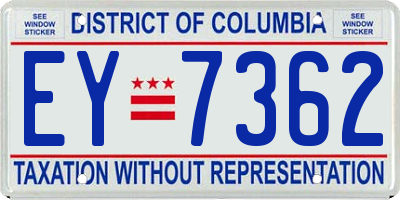 DC license plate EY7362