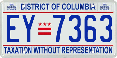 DC license plate EY7363