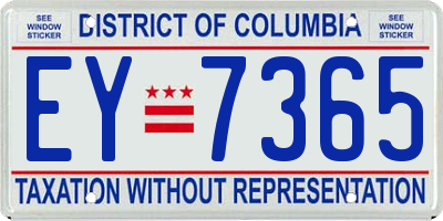 DC license plate EY7365