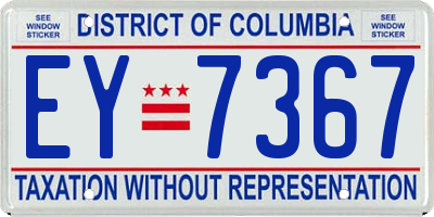 DC license plate EY7367