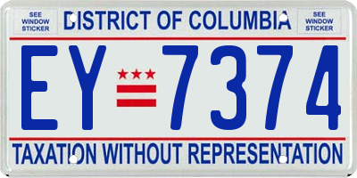 DC license plate EY7374