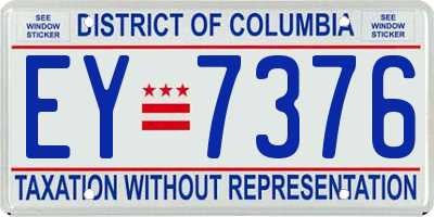 DC license plate EY7376