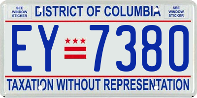 DC license plate EY7380