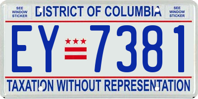 DC license plate EY7381