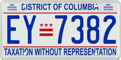 DC license plate EY7382