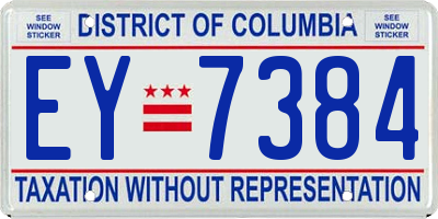 DC license plate EY7384