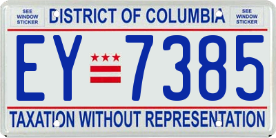 DC license plate EY7385