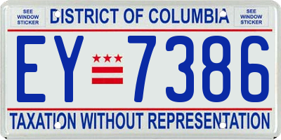 DC license plate EY7386