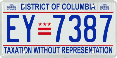 DC license plate EY7387