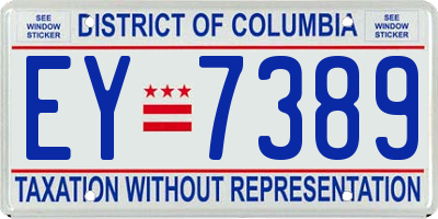 DC license plate EY7389