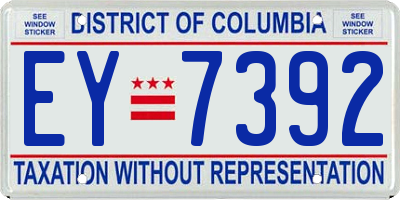 DC license plate EY7392