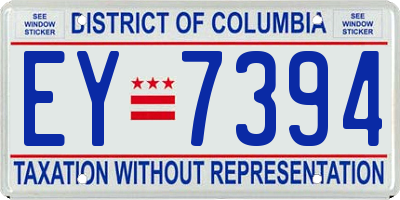 DC license plate EY7394