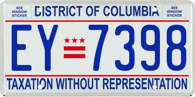 DC license plate EY7398