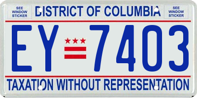 DC license plate EY7403