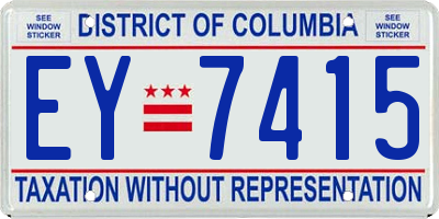 DC license plate EY7415