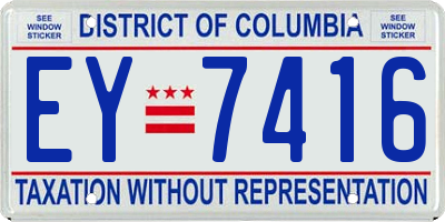 DC license plate EY7416