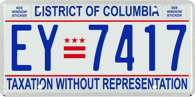 DC license plate EY7417