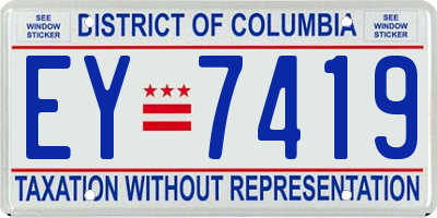 DC license plate EY7419