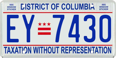 DC license plate EY7430