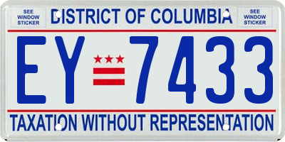 DC license plate EY7433