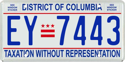 DC license plate EY7443