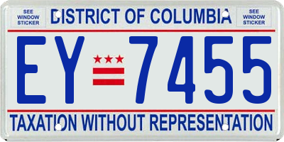 DC license plate EY7455