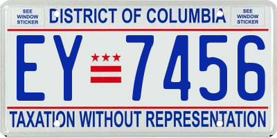 DC license plate EY7456