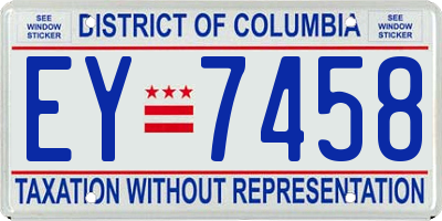 DC license plate EY7458