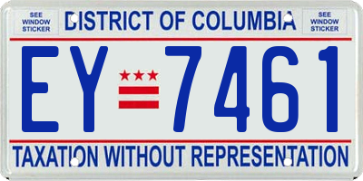 DC license plate EY7461