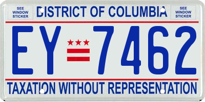 DC license plate EY7462