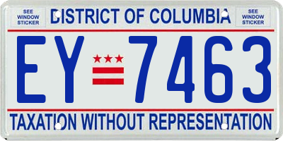 DC license plate EY7463