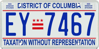 DC license plate EY7467