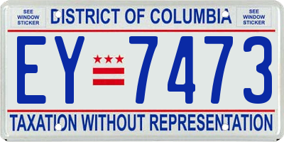 DC license plate EY7473