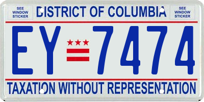 DC license plate EY7474