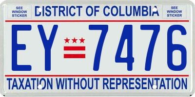 DC license plate EY7476