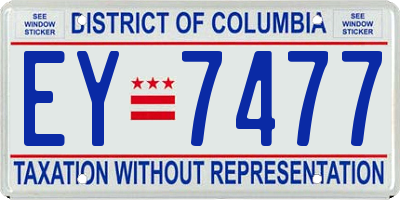 DC license plate EY7477