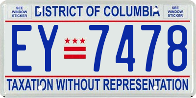 DC license plate EY7478