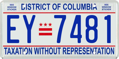 DC license plate EY7481