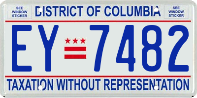 DC license plate EY7482