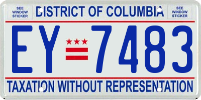 DC license plate EY7483