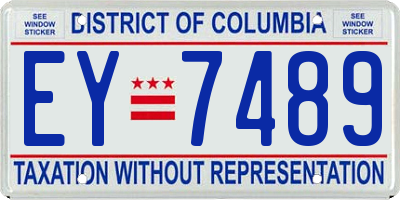 DC license plate EY7489