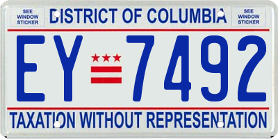 DC license plate EY7492