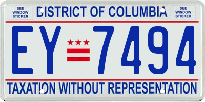 DC license plate EY7494