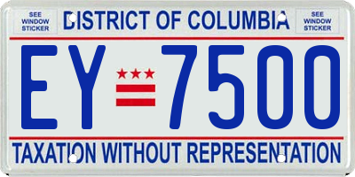 DC license plate EY7500