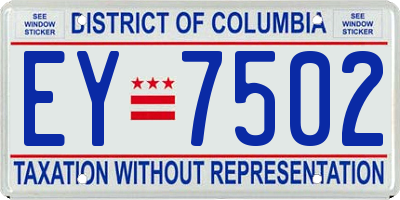 DC license plate EY7502