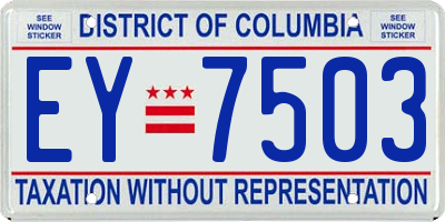 DC license plate EY7503