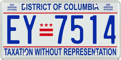 DC license plate EY7514